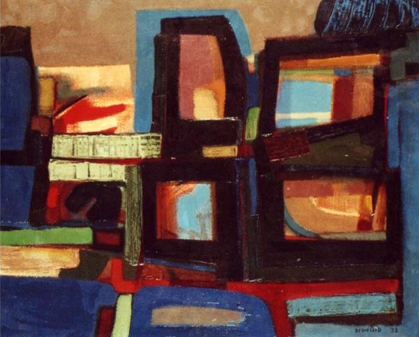 «Do outro lado do talude», óleo s/tela, 37 x 46, 1973, col. particular. Exposto na Galeria Nasoni (1989)