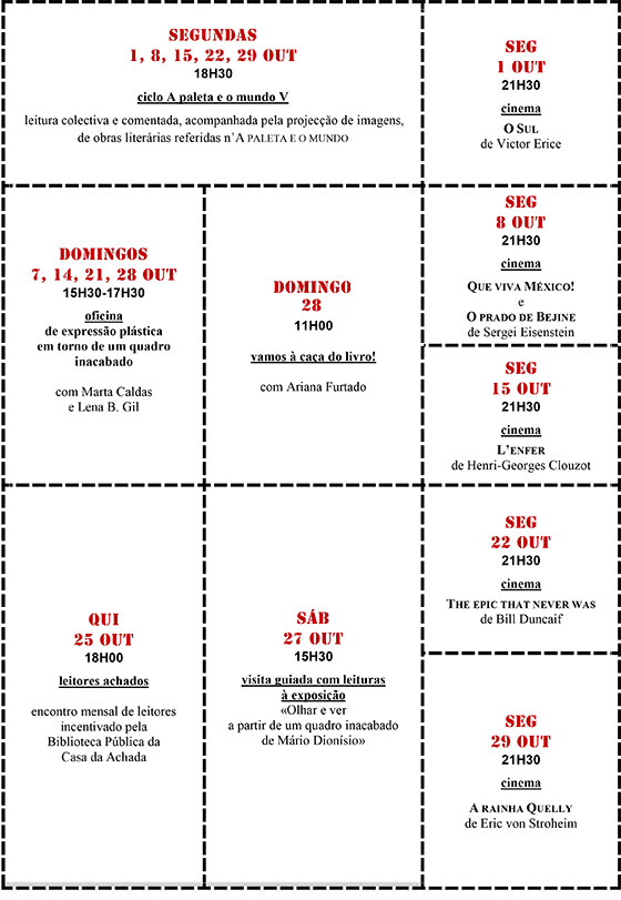 Cartaz da programação do mês de Outubro 2018