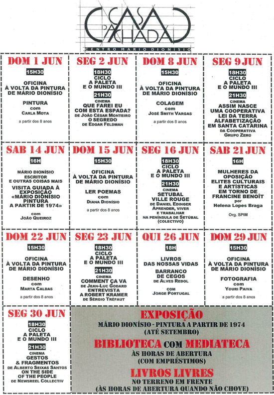 Cartaz da programação do mês de Junho de 2014