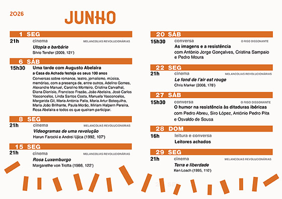 Cartaz da programação do mês de Junho 2026