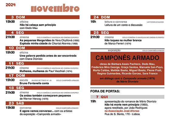 Cartaz da programação do mês de Novembro 2024
