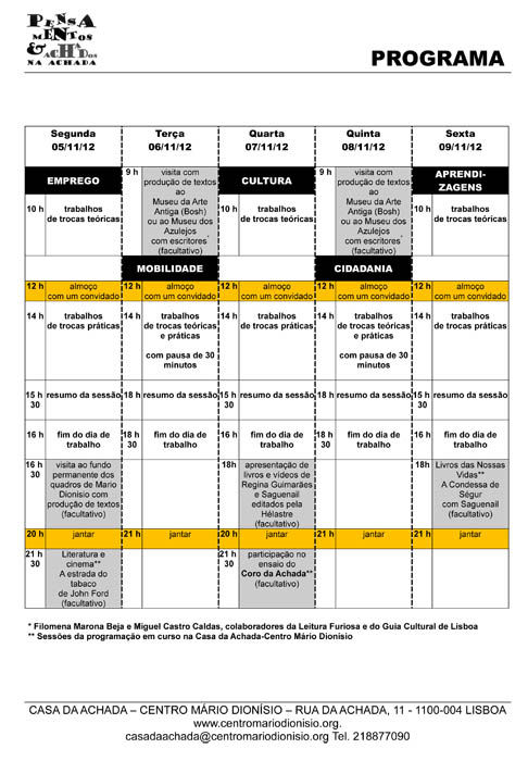 Cartaz Programa Pensamentos & Achados na Achada