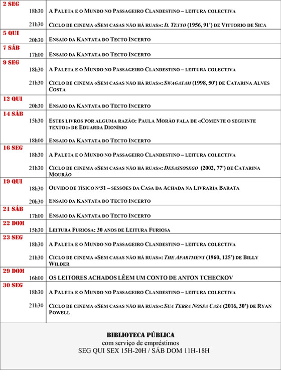 Cartaz da programação do mês de Maio de 2022