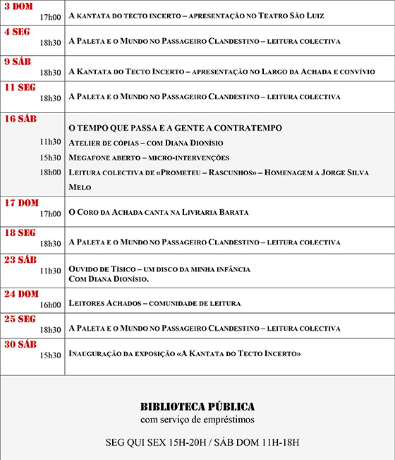 Cartaz da programação do mês de Julho de 2022